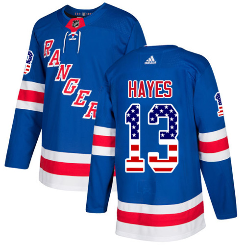 Adidas Rangers #13 Kevin Hayes Royal Blue Home Authentic USA Flag Stitched NHL Jersey - Click Image to Close